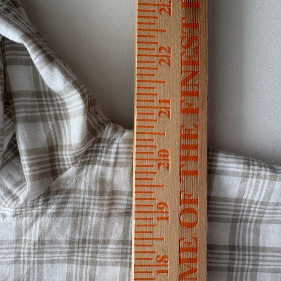 John Varvatos Mens Tan White Plaid Cotton Button Down Shirt Small - Picture 9 of 9